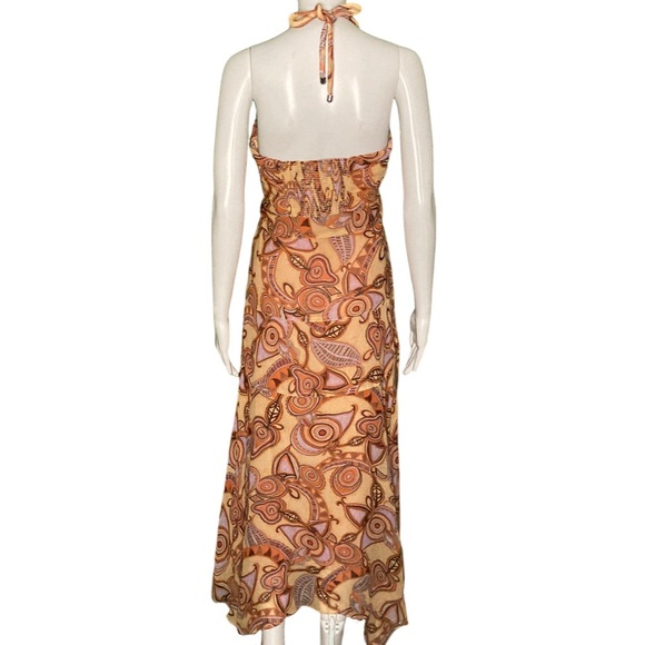 NWT A.L.C. Amina Nude Peach Multi Print Handkerchief Hem Silk Maxi Dress - Sz 6 - Picture 6 of 10